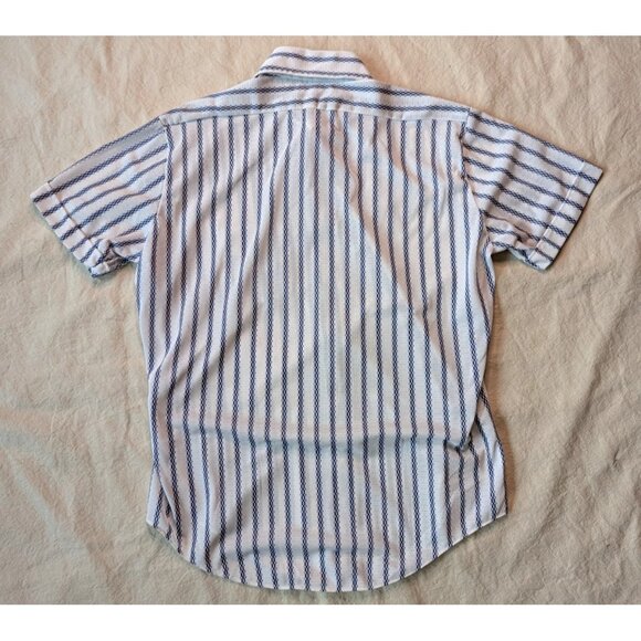 Golden Emblem VTG 60s Men's Polyknit Short Sleeve Striped Rockabilly Shirt 16.5 - Picture 3 of 7